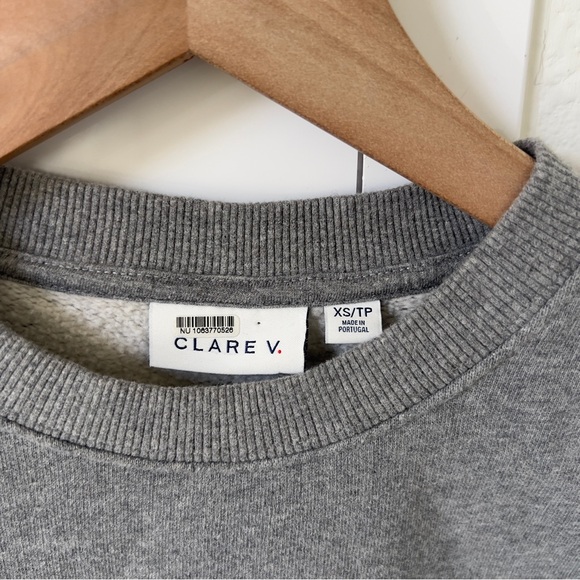 Clare V Melange Oversized Sweatshirt in Gray Grey - Picture 5 of 6